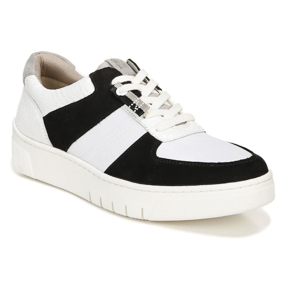 Naturalizer Hadley black suede white croc print lace up sneakers